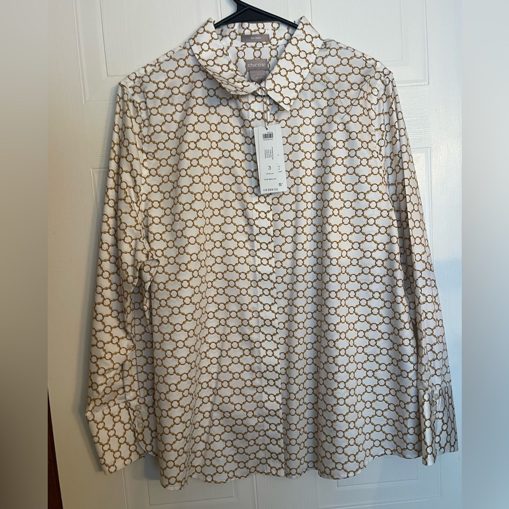 NWT Chicos long sleeve button up blouse chicos size 3